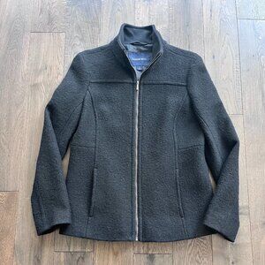 Lands’ End Wool Full Zip Jacket Coat Black Size 6 Classic Outerwear